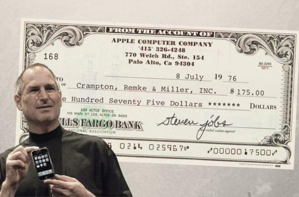 چک 175 دلاری اپل با امضای استیو جابز در حراجی فروخته شد